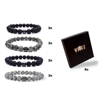 Ensemble de 8 bracelets de perles tibétaines Woodzstyle | s'adapte à tous les poignets