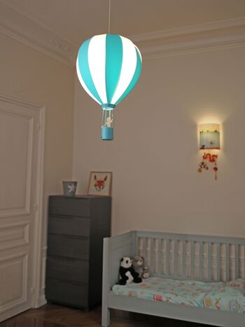 Lampe suspension enfant montgolfiere turquoise 2