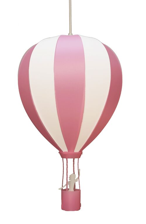 Lampe suspension enfant montgolfiere rose