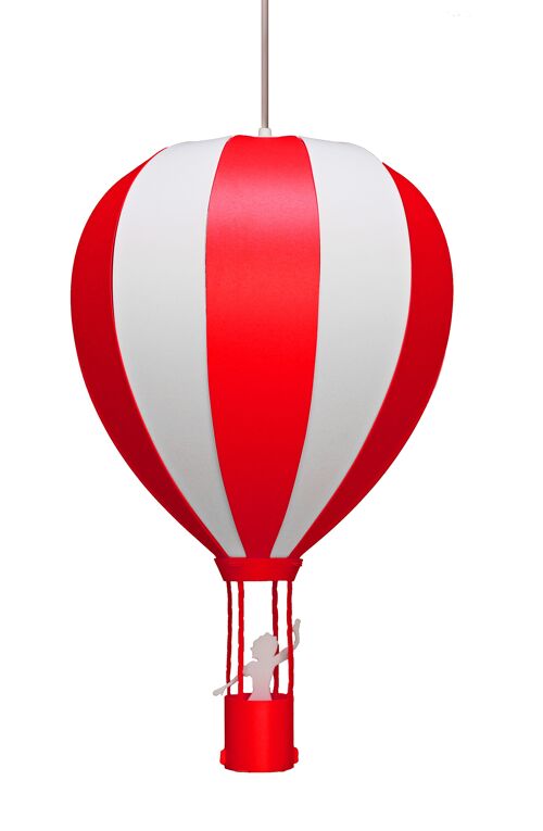 Lampe suspension enfant montgolfiere rouge