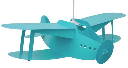 Lampe suspension enfant avion turquoise