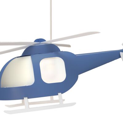Lampe suspension enfant helicoptere bleu