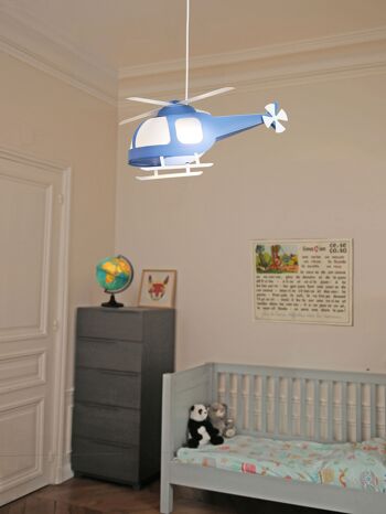 Lampe suspension enfant helicoptere bleu 2