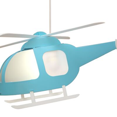 Lampe suspension enfant helicoptere turquoise
