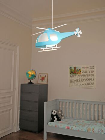 Lampe suspension enfant helicoptere turquoise 2