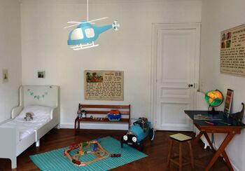 Lampe suspension enfant helicoptere turquoise 3