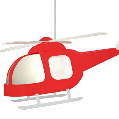 Lampe suspension enfant helicoptere rouge