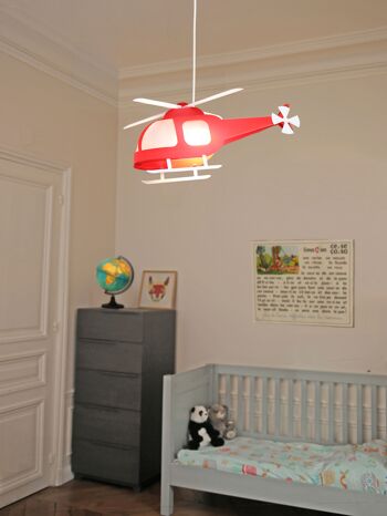 Lampe suspension enfant helicoptere rouge 2