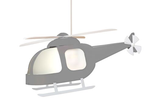 Lampe suspension enfant helicoptere gris