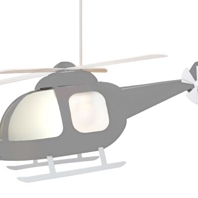 Lampe suspension enfant helicoptere gris