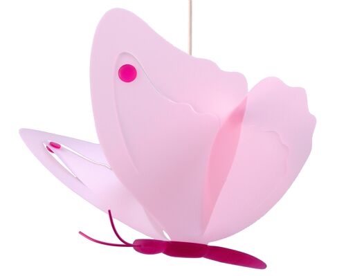Lampe suspension enfant papillon rose
