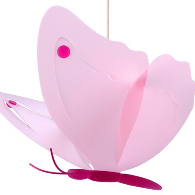Lampe suspension enfant papillon rose