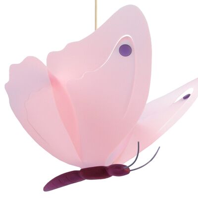 Lampe suspension enfant papillon rose et lilas