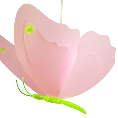 Lampe suspension enfant papillon rose et anis