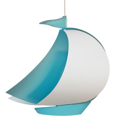 Lampe suspension enfant bateau bleu