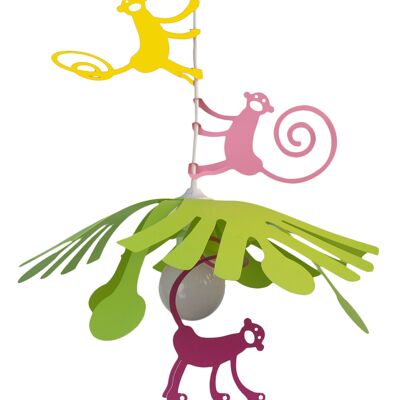 APPLE GREEN AND PINK MONKEY CHILDREN'S HANGING LAMP