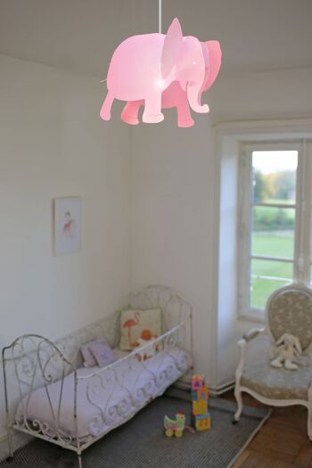 Lampe suspension enfant elephant rose 2