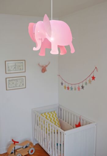 Lampe suspension enfant elephant rose 4