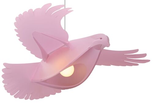 Lampe suspension enfant colombe rose