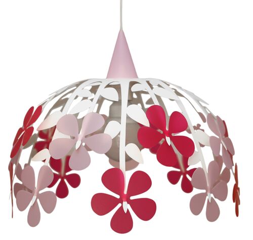 Lampe suspension enfant bouquet de fleurs ivoire framboise et rose