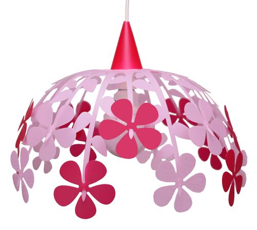 Lampe suspension enfant bouquet de fleurs rose et framboise