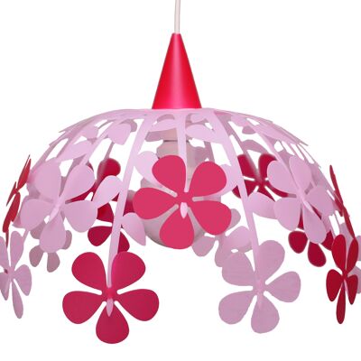 Lampe suspension enfant bouquet de fleurs rose et framboise