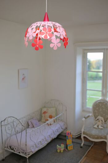 Lampe suspension enfant bouquet de fleurs rose et framboise 4