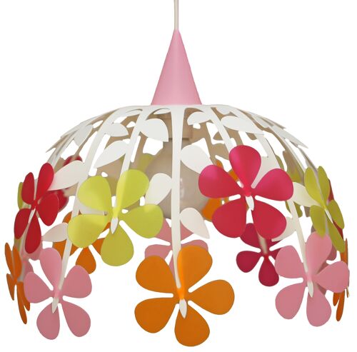 Lampe suspension enfant bouquet de fleurs ivoire et multicolore