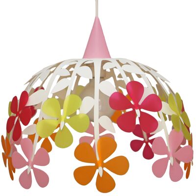 CHILDREN'S HANGING LAMP IVORY AND MULTICOLOR BOUQUET OF FLOWERS
