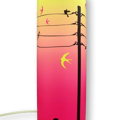 PINK AND GREEN SWALLOWS CHILDREN'S NIGHT-LIGHT TABLE LAMP