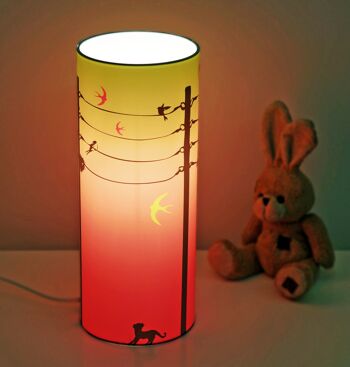 Lampe a poser veilleuse enfant hirondelles rose et vert 2