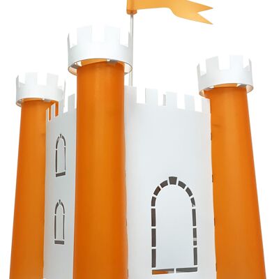 Lampe suspension enfant chateau-fort blanc et orange