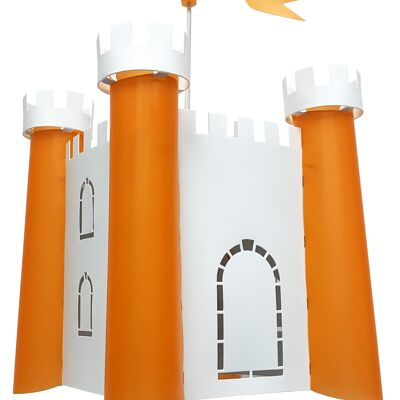 Lampe suspension enfant chateau-fort blanc et orange