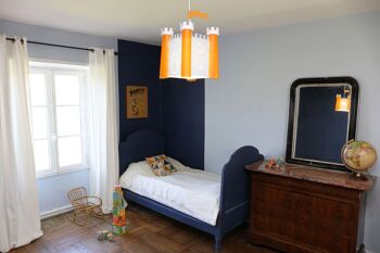 Lampe suspension enfant chateau-fort blanc et orange 3