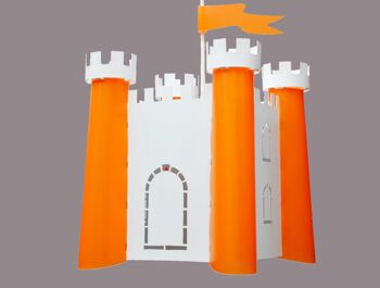 Lampe suspension enfant chateau-fort blanc et orange 4