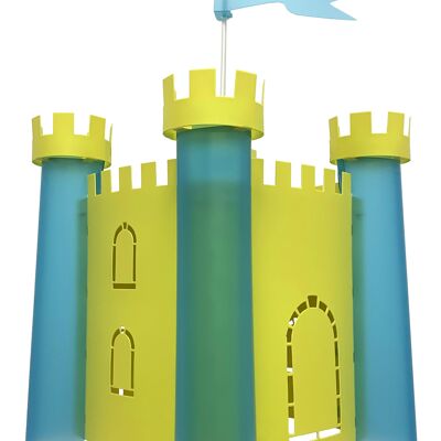 Lampe suspension enfant chateau-fort genet et turquoise