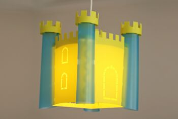 Lampe suspension enfant chateau-fort genet et turquoise 4