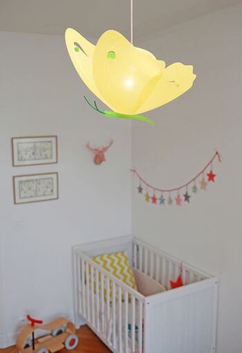 Lampe suspension enfant papillon jaune et anis 2