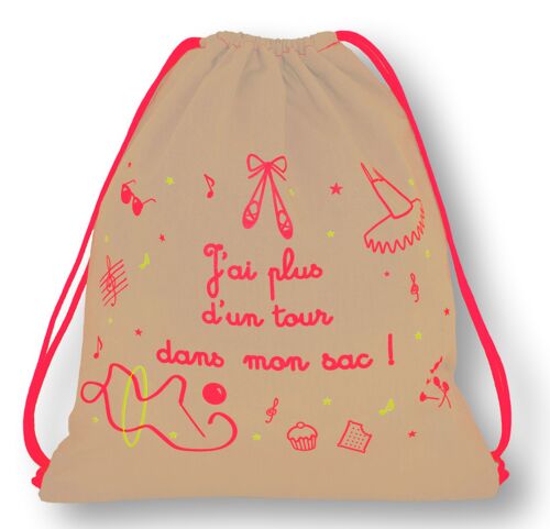 Sac a dos d'activites enfant fille rose fluo et beige