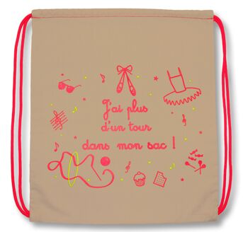 Sac a dos d'activites enfant fille rose fluo et beige 2