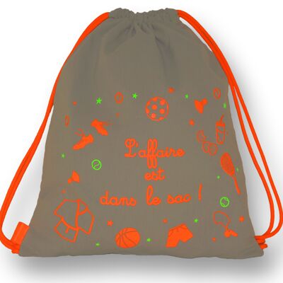 CHILDREN'S ACTIVITY BACKPACK GRACON FLUORESCENT ORANGE AND CEMENT GRAY
