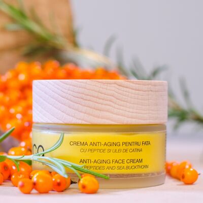 Anti-aging face cream with peptides and sea buckthorn oil