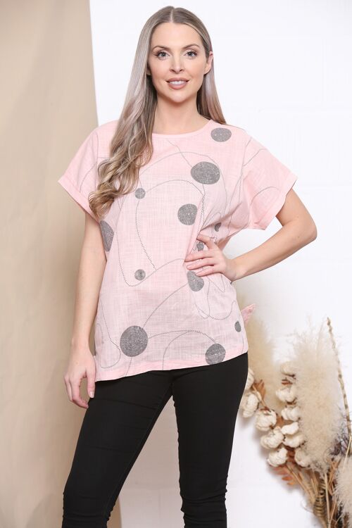 Pink circle pattern t-shirt