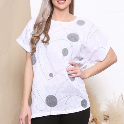 T-shirt blanc motif cercles