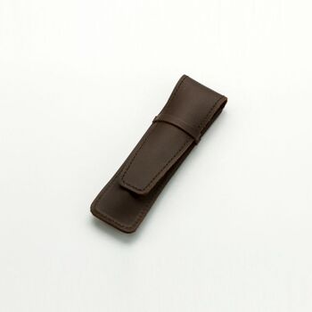Etui à stylo en cuir - Chocolat 1