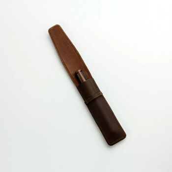 Etui à stylo en cuir - Chocolat 2