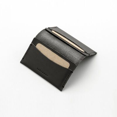Leather card holder "Quadro" - Slate gray