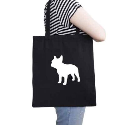 French Bulldog Organic Tote Bag - Black+matt white