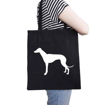 Greyhound Organic Tote Bag - Black+matt white