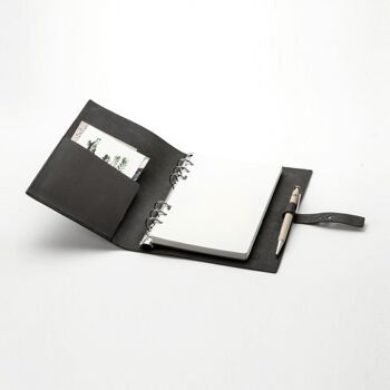 Organiseur / Carnet de note en cuir A5 - Gris ardoise 2